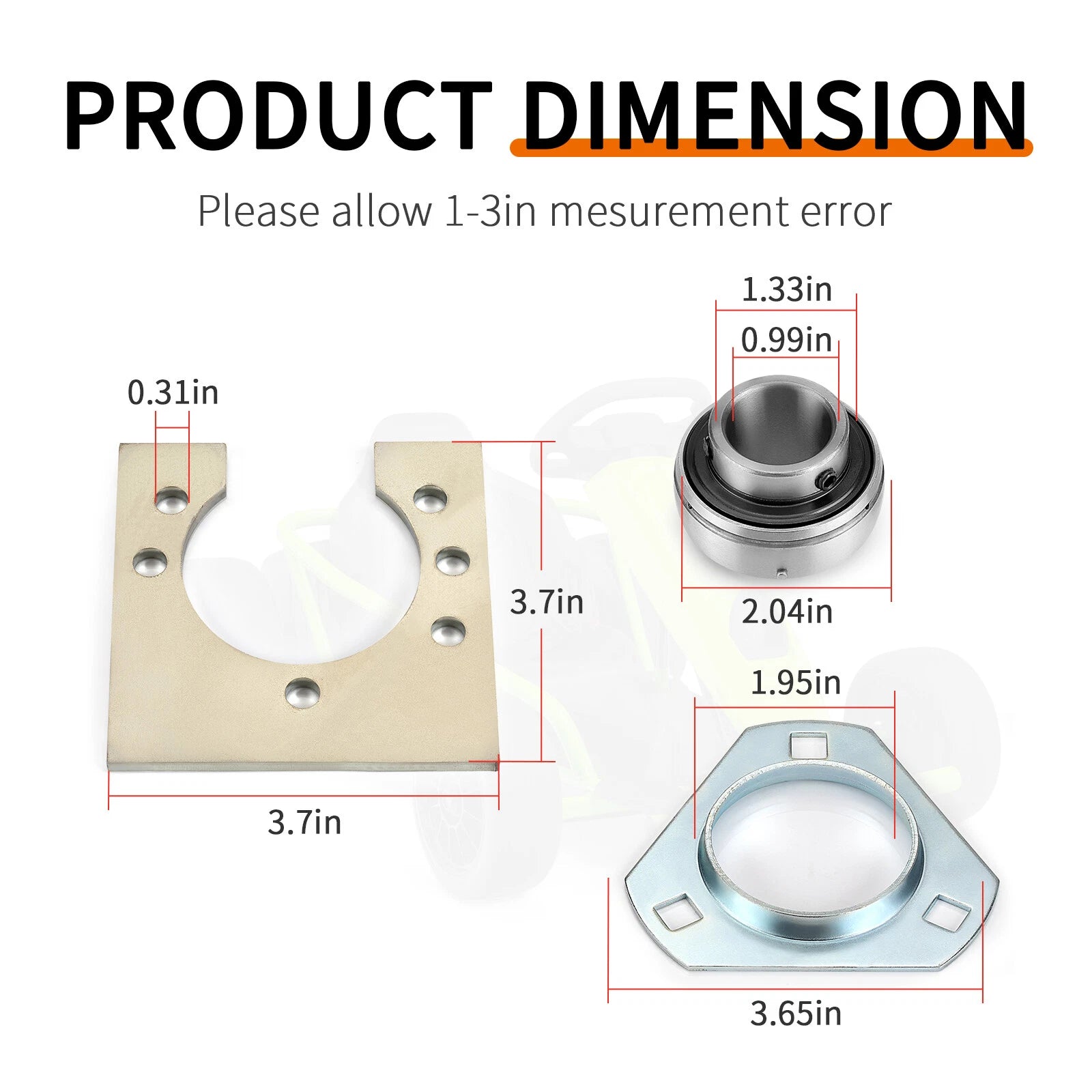 1" Go-Kart Live Axle Bearing Kit (3-Hole) for Go Kart Mini Bike