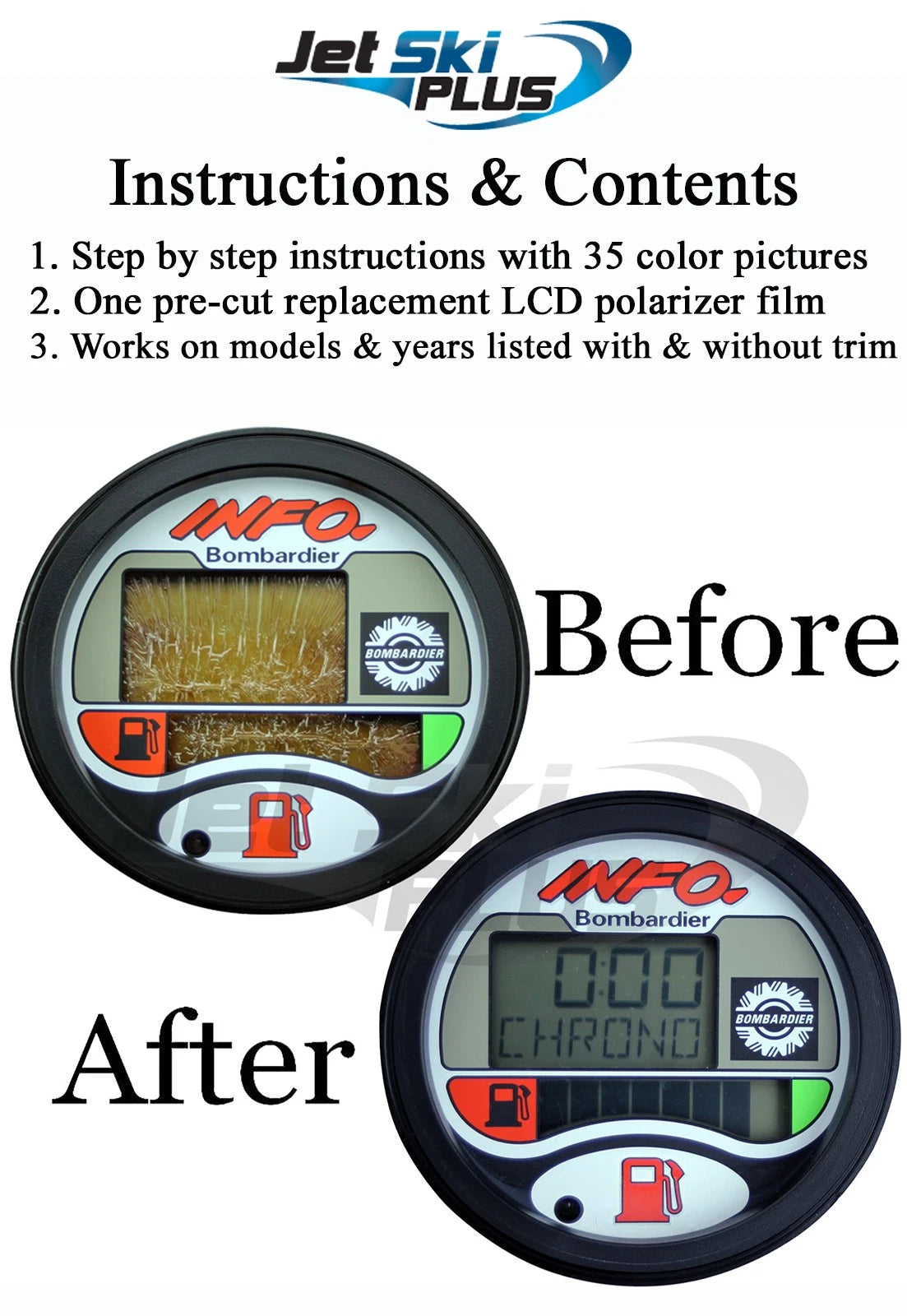 Repair Kit for SeaDoo LCD Info Gauge Center Display (GSX, RX, XP, RFI, DI, LTD)
