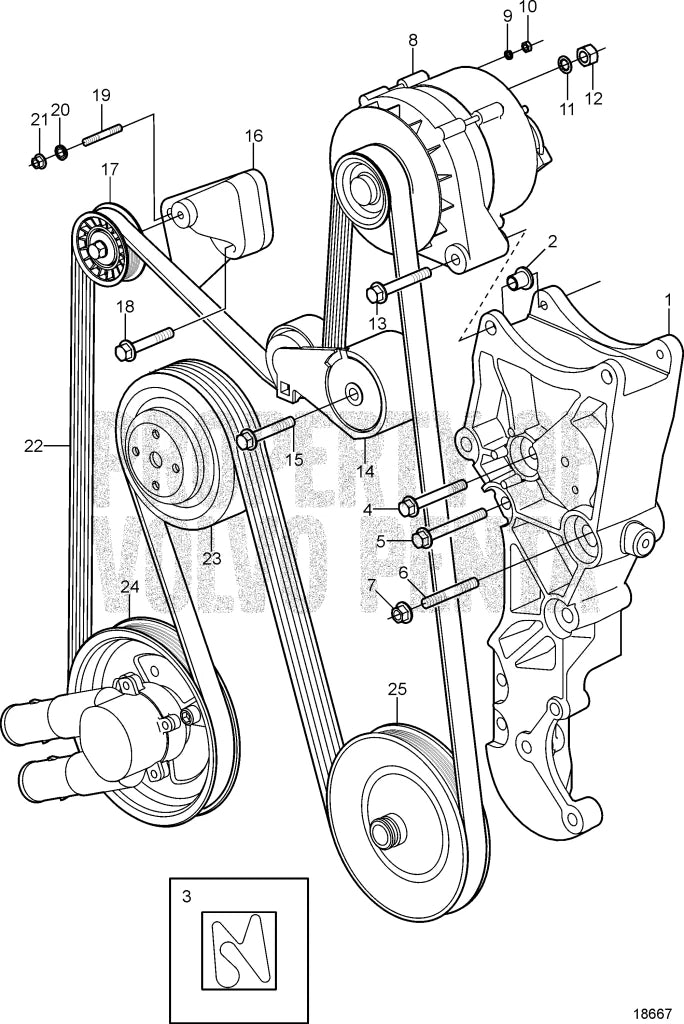 Serpentine Belt for Volvo Penta Drive 3860086 (4.3L, 5.0L, 5.7L)