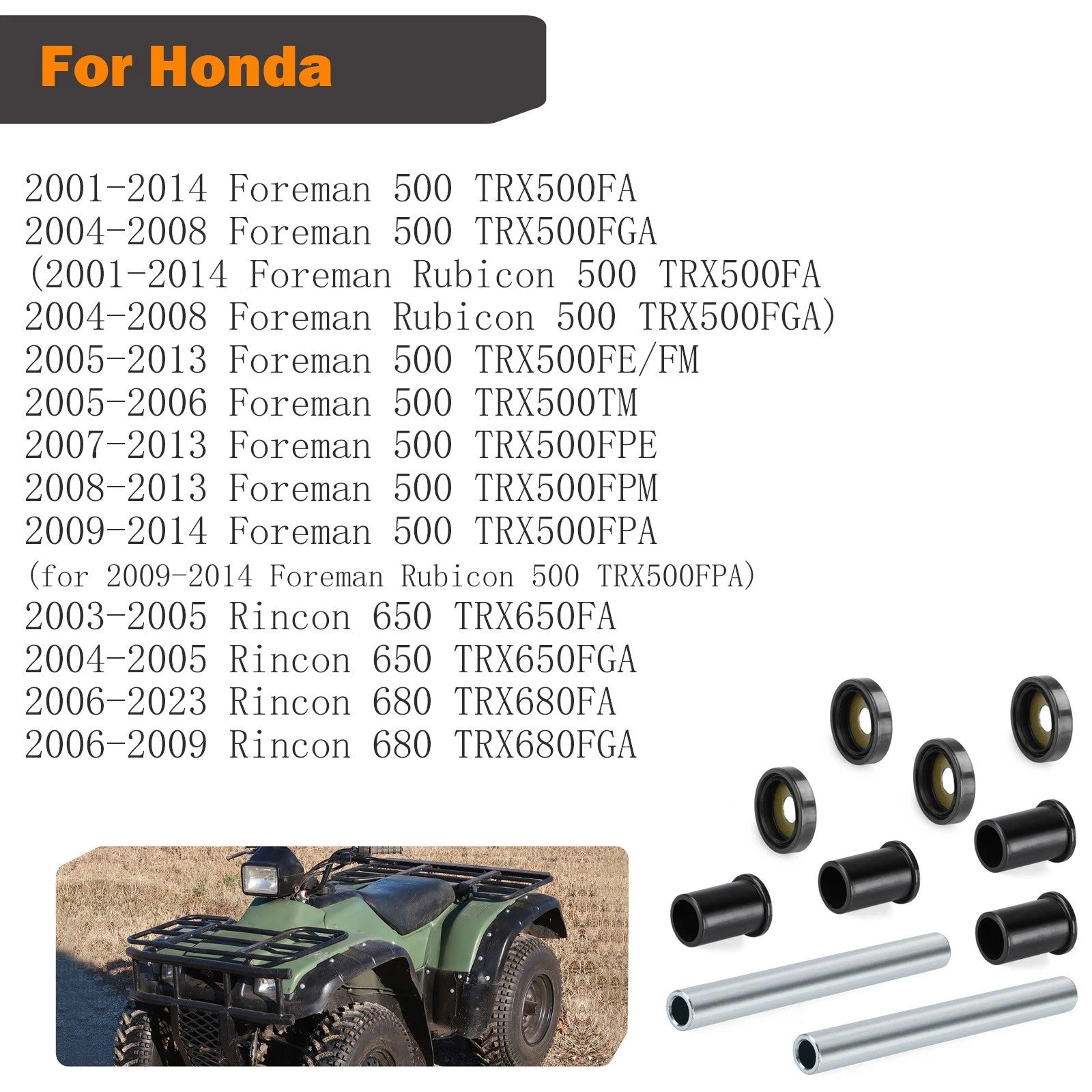 Front Upper A Arm Bushing Kit for Honda Foreman 500 TRX500FE TRX500FM TRX500TM