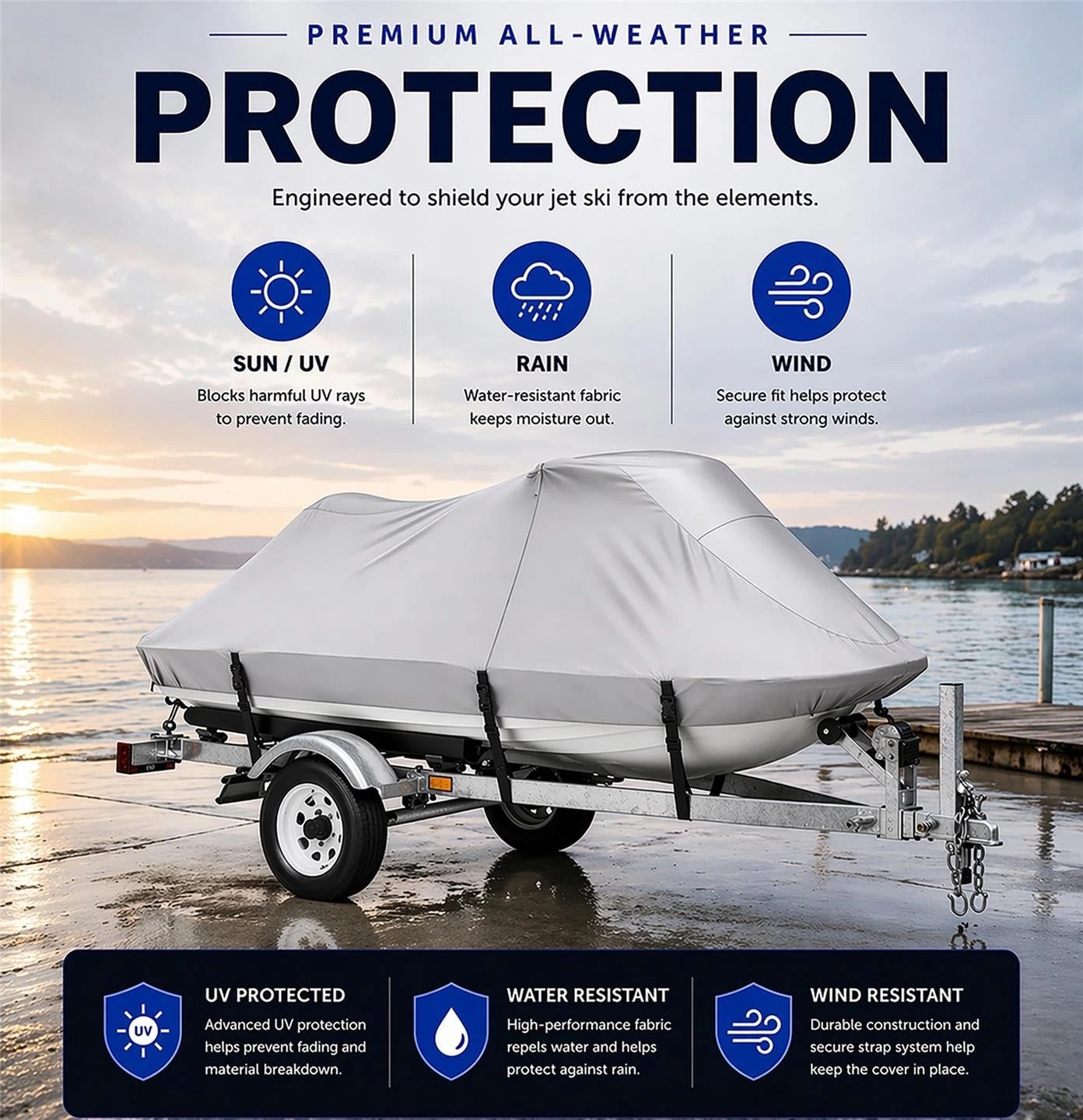 UV Reflective Jet Ski Cover for Bombardier Sea Doo RXT 260 (2011–2017)