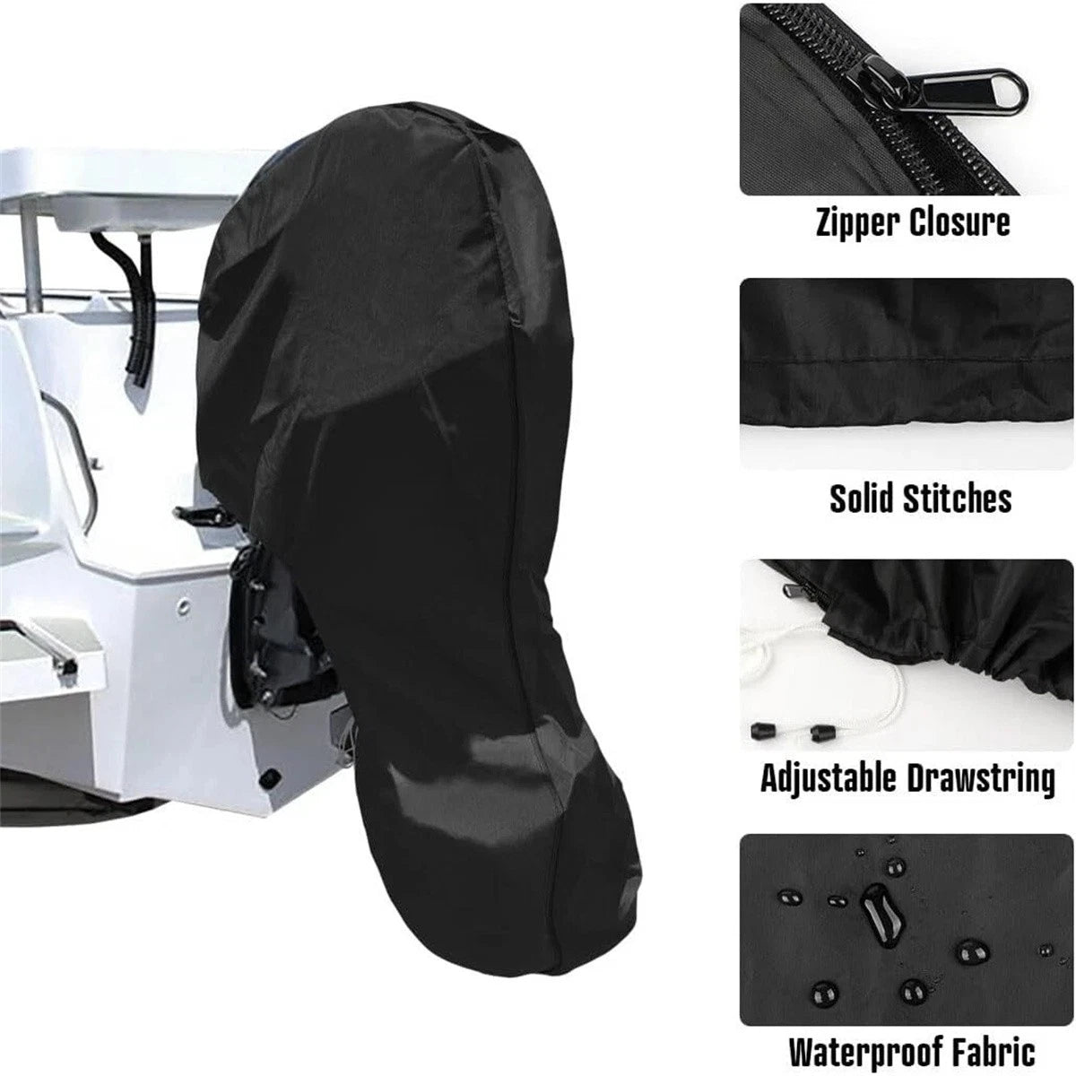Outboard Engine Cover for 6-20HP (0-5HP) - Waterproof, Black
