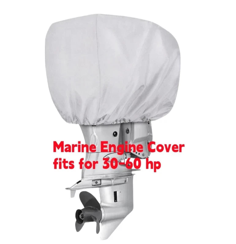 Outboard Engine Cover for Boat Motor (30-60 HP) - High Density Waterproof Silver