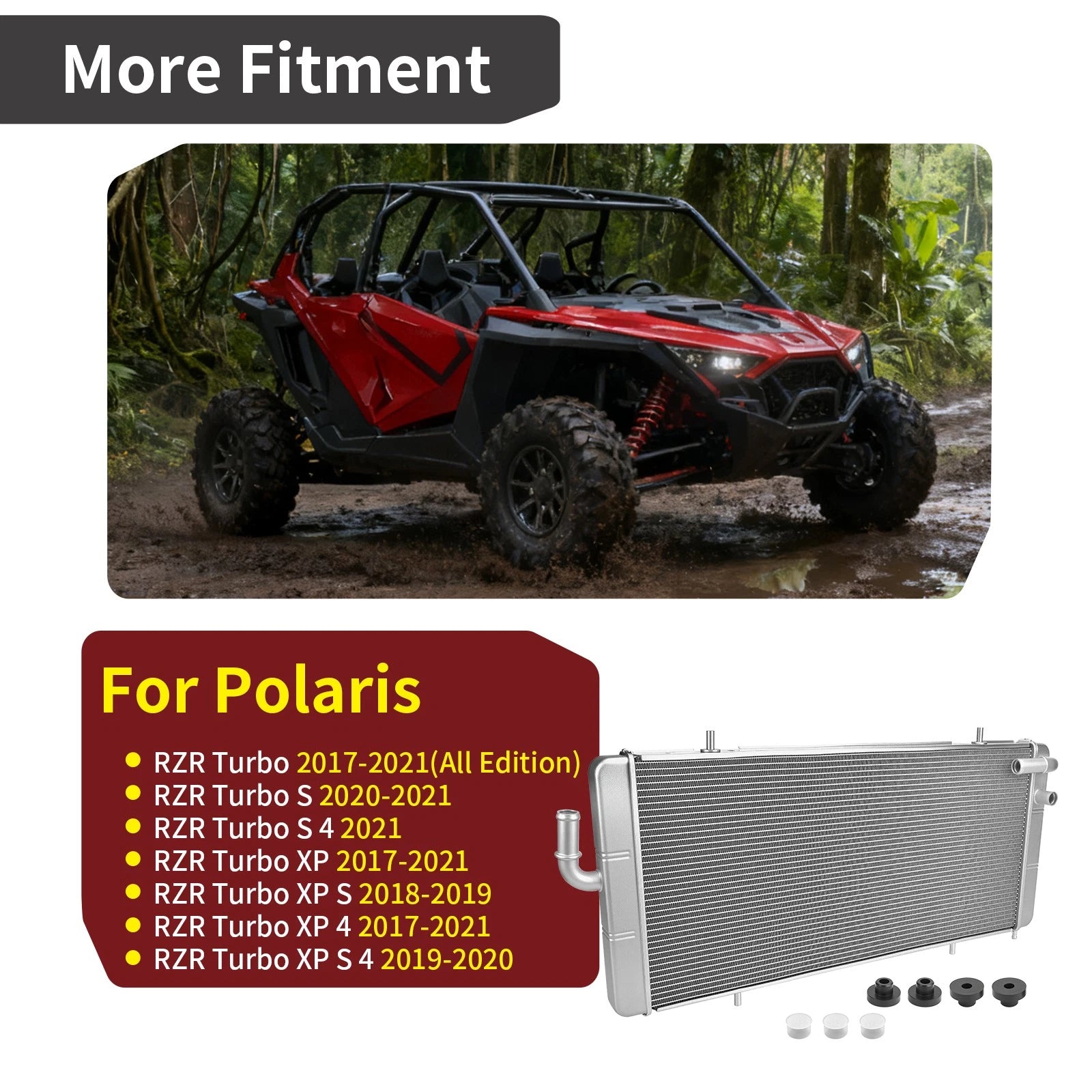 Aluminum Radiator for Polaris RZR XP / RZR XP 4 Turbo (2017–2021) 1241115 1241387