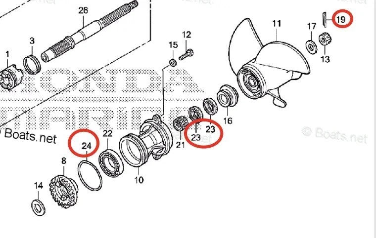 Lower Unit Gearcase Seal Kit 91252-ZW4-003 91351-ZV7-003 for Honda BF25D BF30D