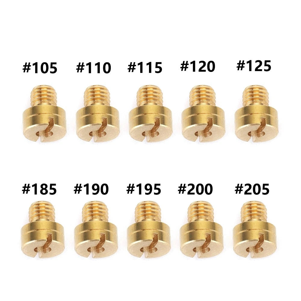10pcs Carb Main Jet For Mikuni N100/604 #105 110 115 120 125 185 190 195 200 205