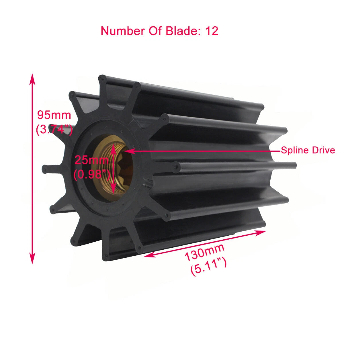 12 Blade Impeller for Johnson Pump Man Diesel F95 Series (09-820B, 51.06506.0106)