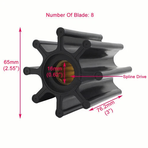 Flexible Impeller Replacement for Jabsco CEF 500177, Volvo 3583602