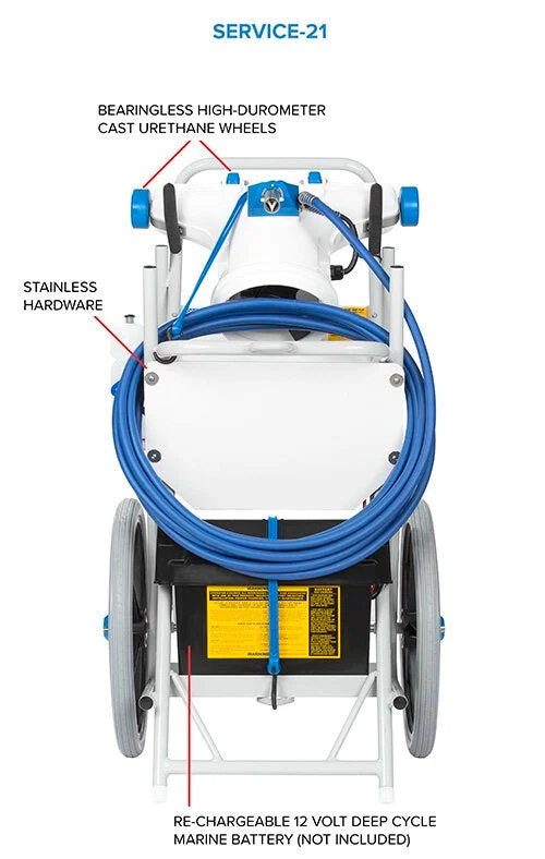 Service-21 Pool Vacuum Cleaner Machine with 21″ Head and 60′ Cord