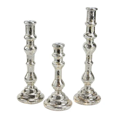 Set of 3 Golden Sparkles Battery Operated LED Lighted Candle Holders