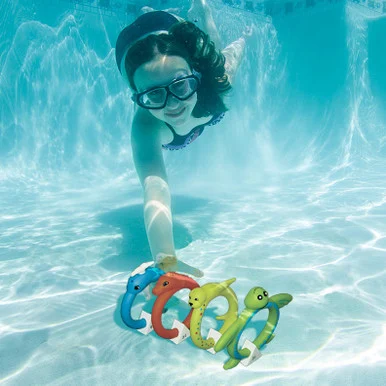 Set of 4 Vibrant Animal Face Pool Dive Rings – Add Fun to Your Pool Time!
