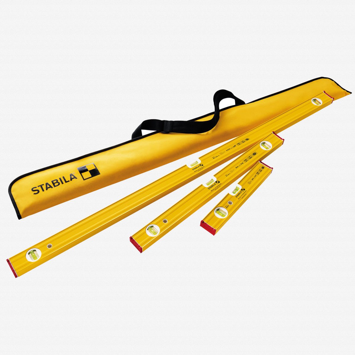 Stabila Pro 3 Level Set - 12" 80AS, 24" 80AS, 48" 80AS with Carrying Case