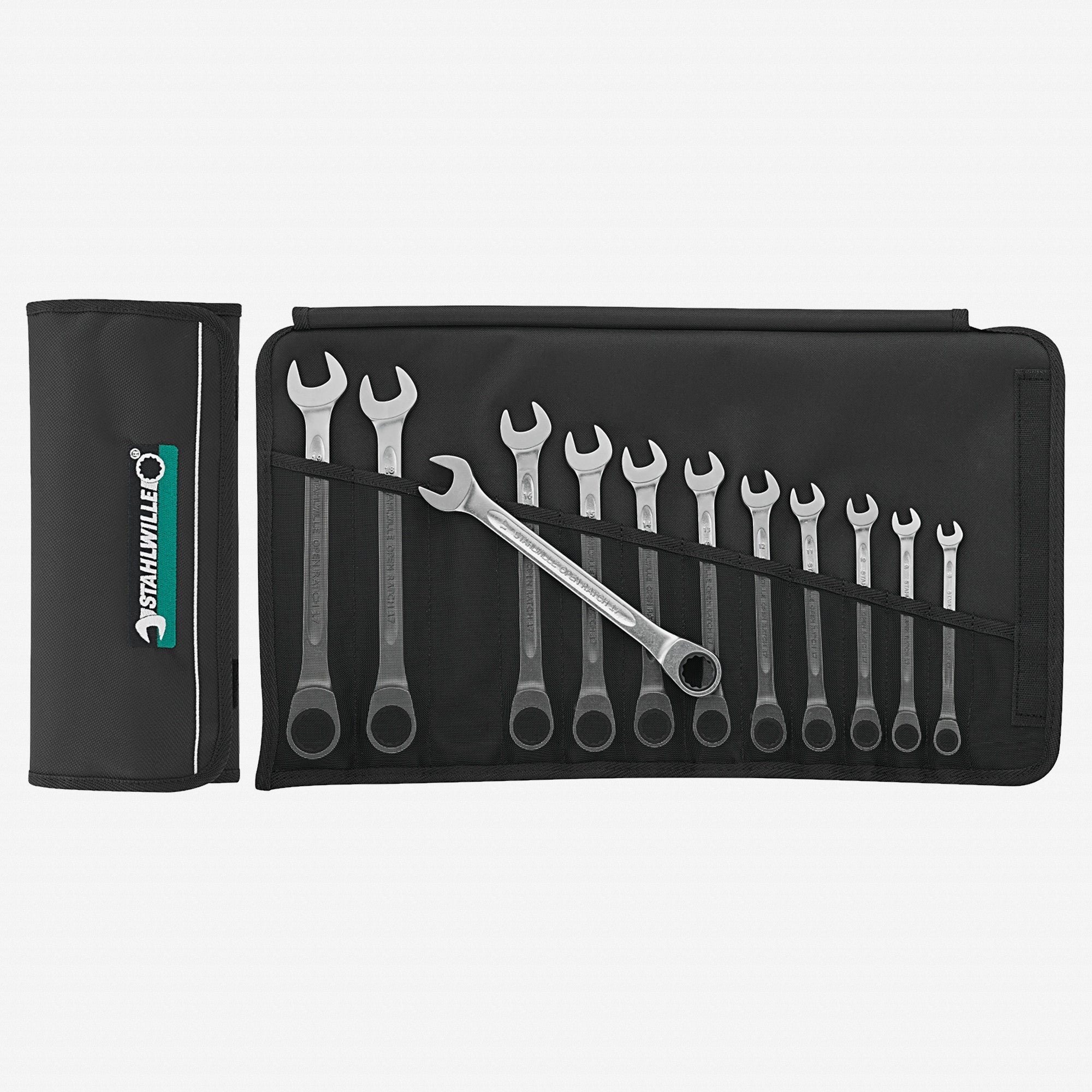 Stahlwille 17F/12 OPEN RATCH Combination Ratcheting Spanner Set, Metric, 12 Pieces, 12 Point