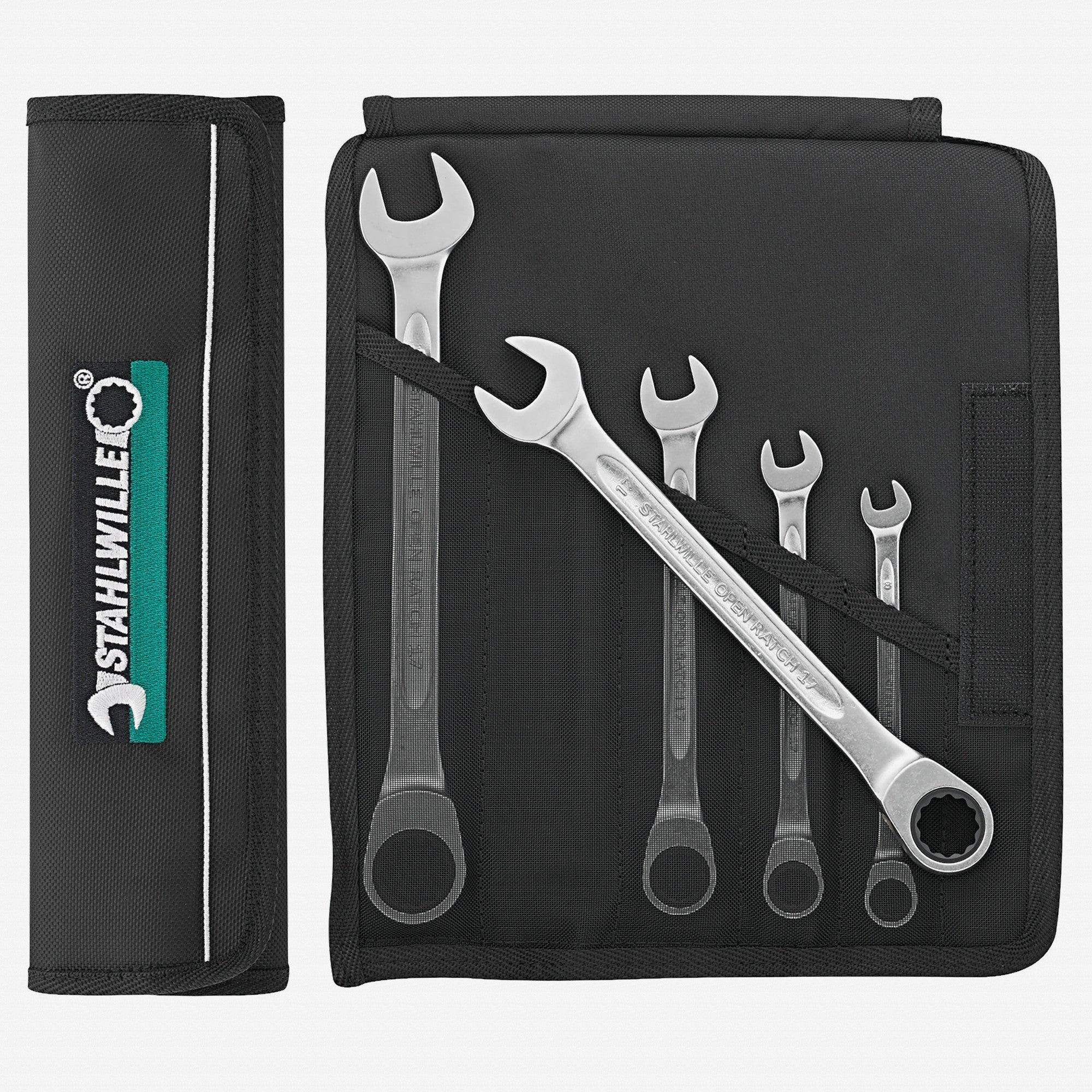 Stahlwille 17F/5 OPEN RATCH Combination Ratcheting Spanner Set, Metric, 5 Pieces, 12 Point