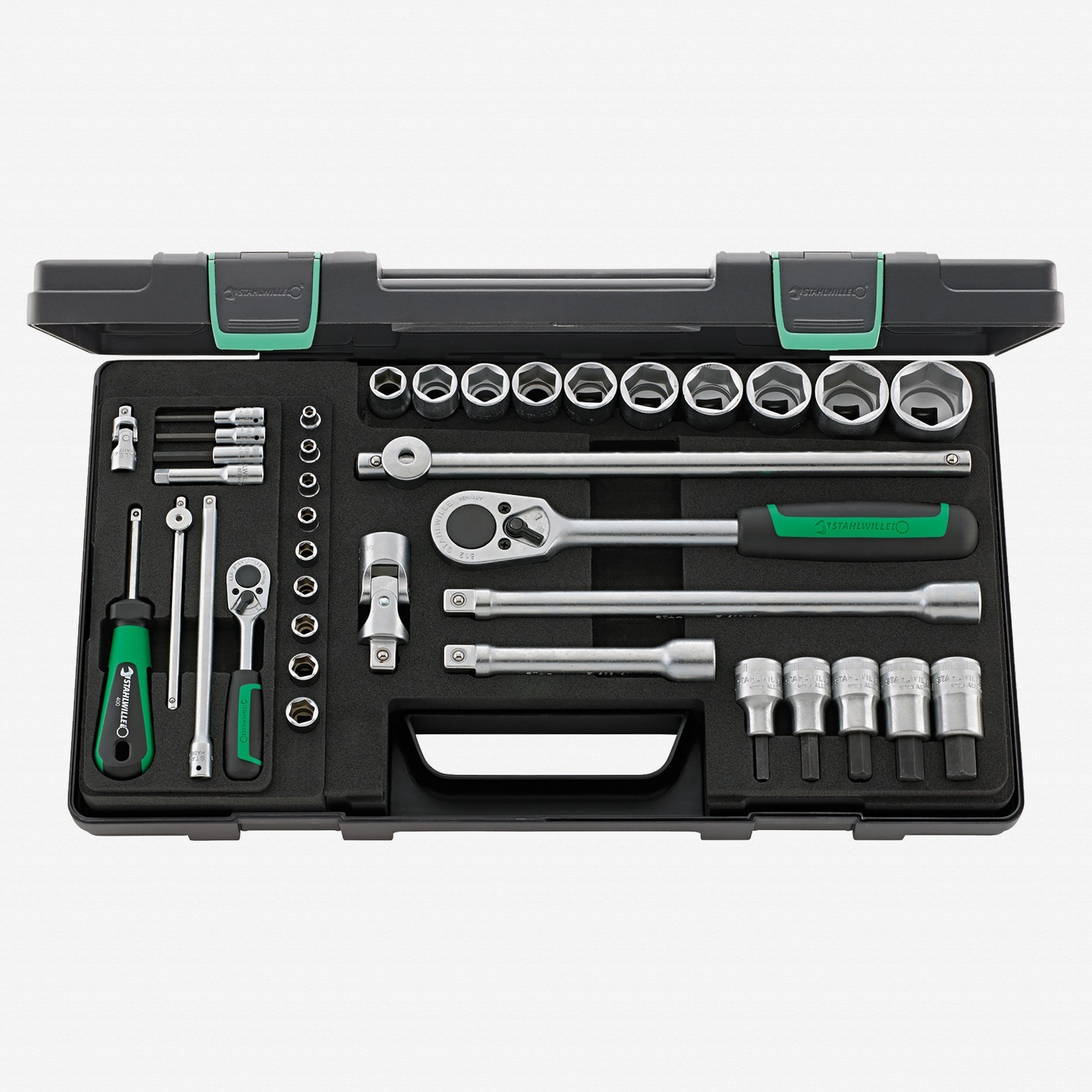 Stahlwille 40/52/27/11 Socket Set, 1/4", 1/2" Drive, Metric, 38 Pieces
