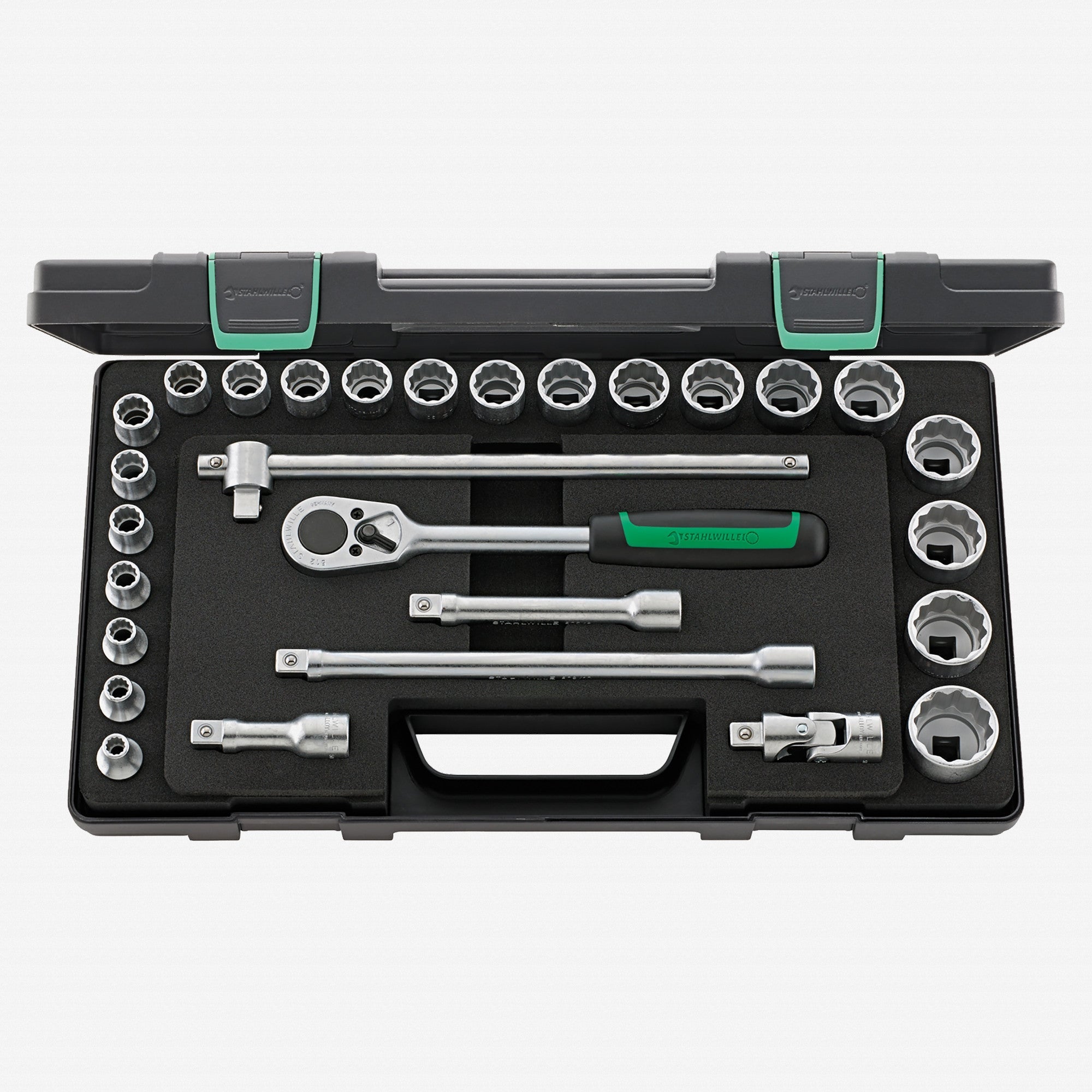 Stahlwille 50/22/6 Socket Set, 1/2" Drive, Metric, 12-Point, 28 Pieces