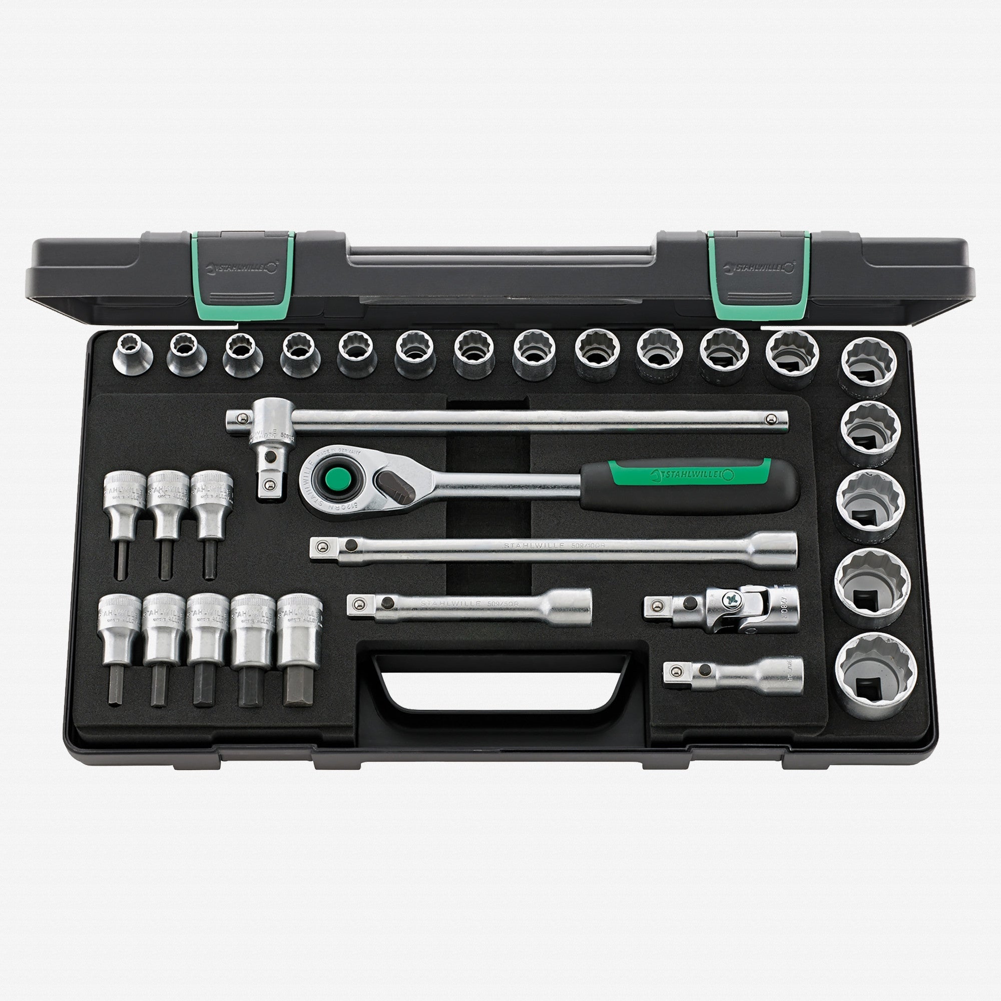 Stahlwille 50/54/25/6QR Socket Set, 1/2" Drive, Metric, 8-32 mm, 12 Point, 31 Pieces