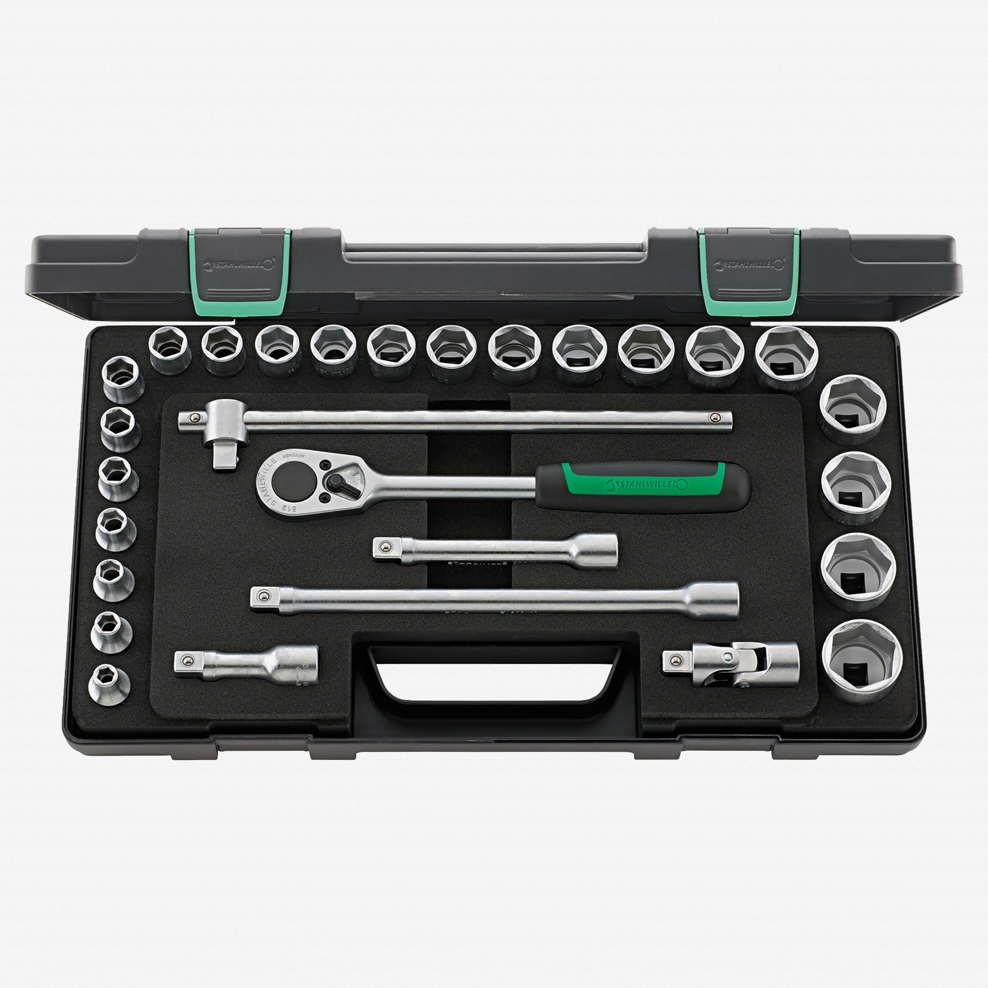 Stahlwille 52/22/6 Socket Set, 1/2" Drive, Metric, 6-Point, 28 Pieces