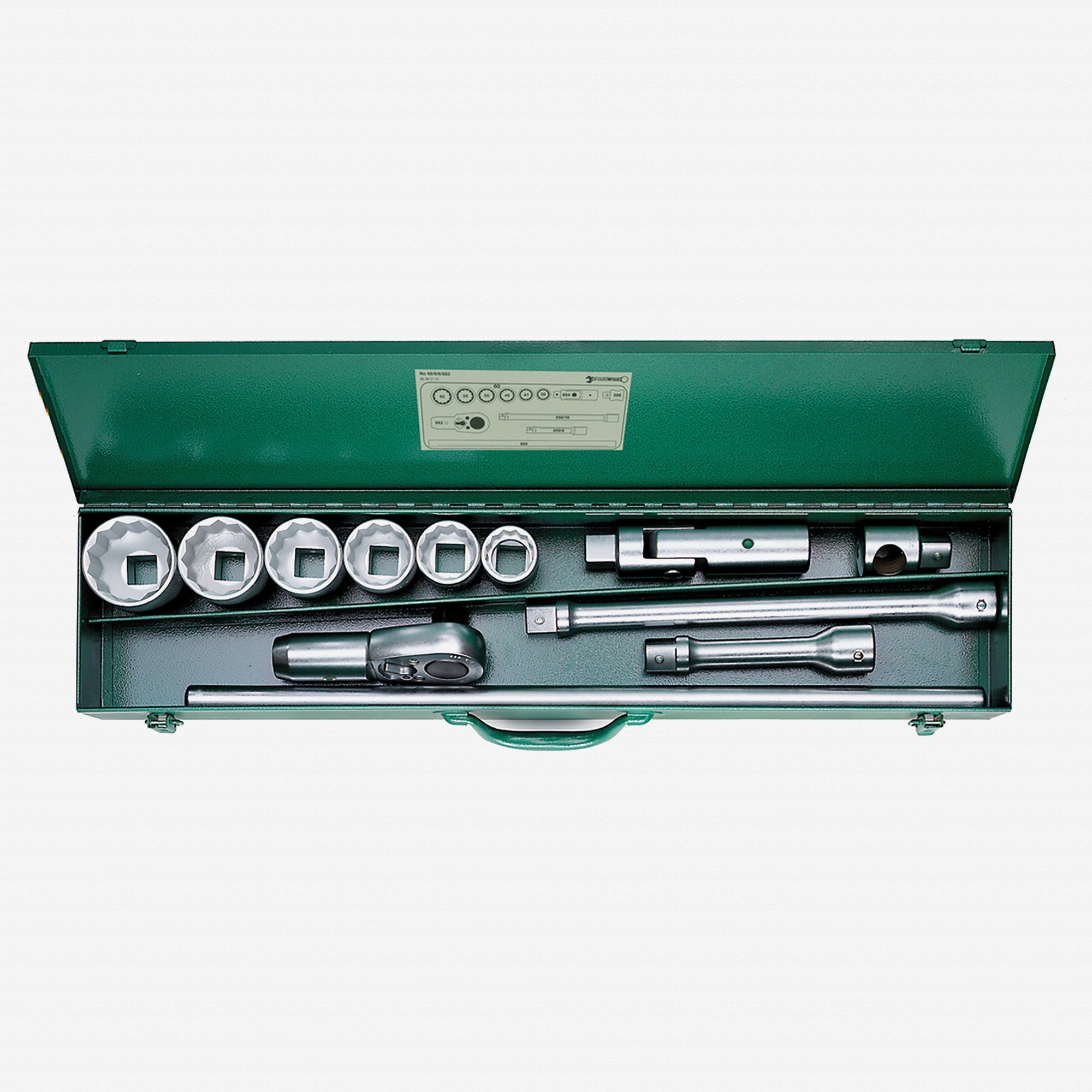 Stahlwille 60/6/6/882 Socket Set, 1" Drive, Metric, 36 - 60 mm, 12-Point, 12 Pieces