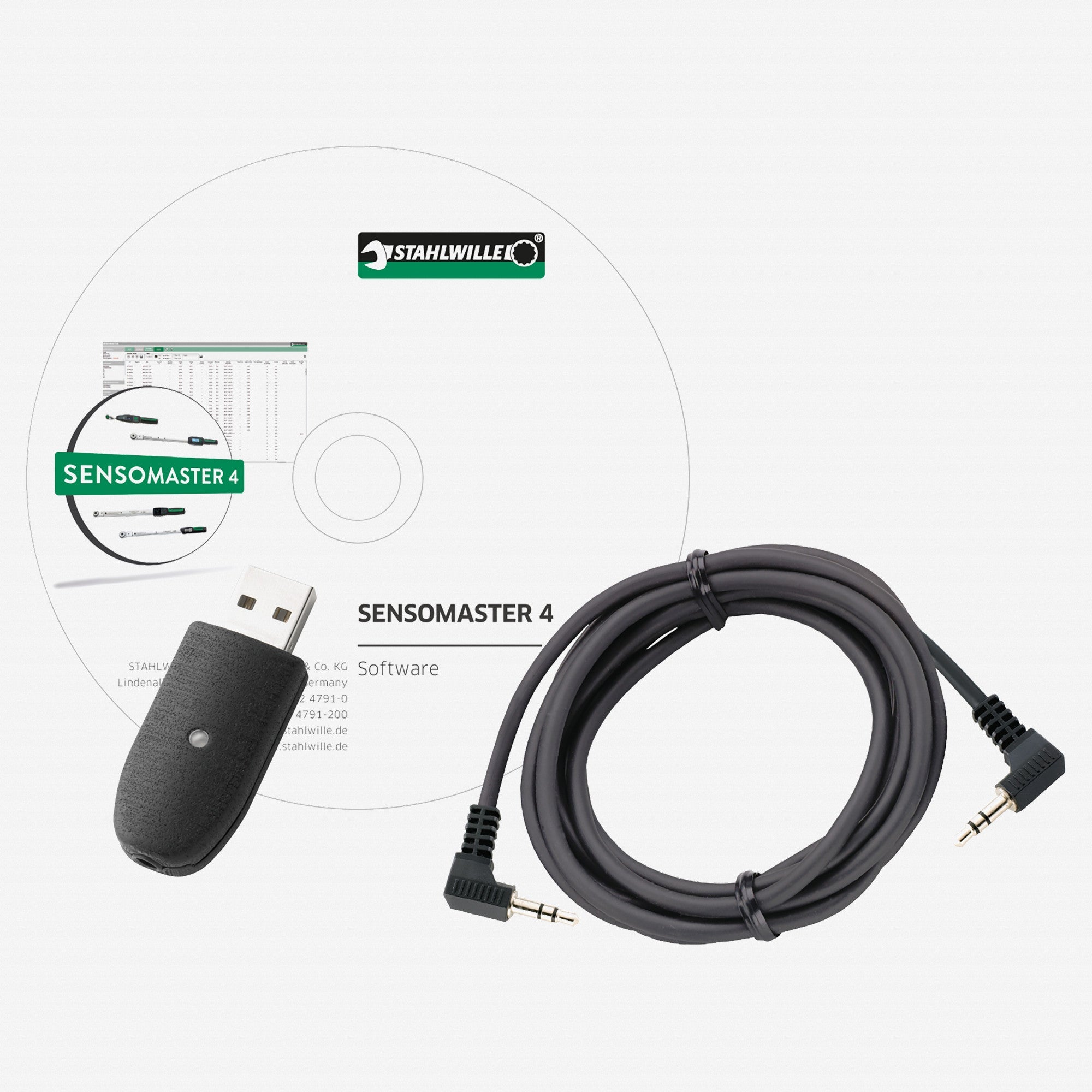 Stahlwille 7759-5 USB Adapter, Jack Plug Cable (1.5 m), and SENSOMASTER 4 Software