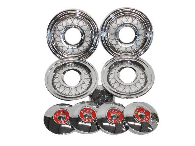 WIRE WHEEL COVER KIT, RED CENTER