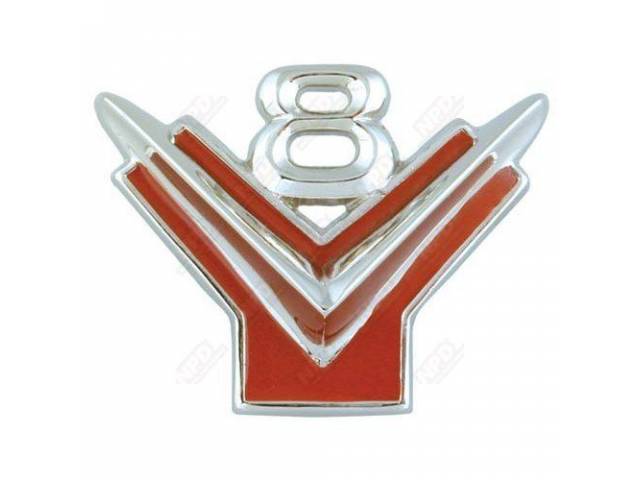 Front Fender Emblem, V8