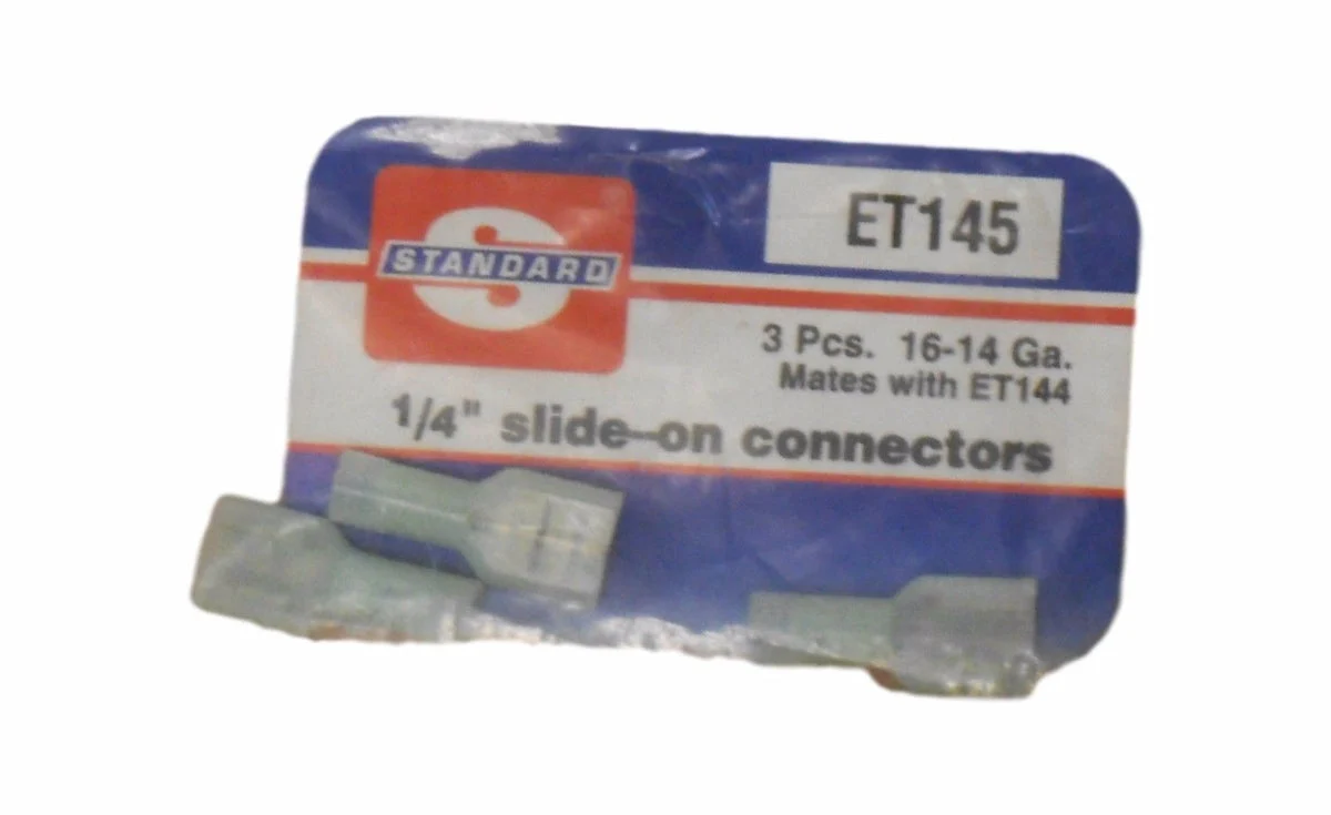 Three (3) Standard 1/4″ Slide-On Connectors ET145 16-14 Ga. Mates With ET144