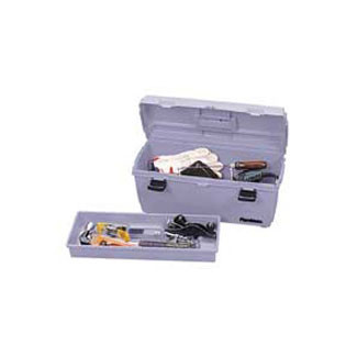 Grey Plastic Tool Box 20-1/4 inW x 8-7/8 inD x 8-3/8 inH