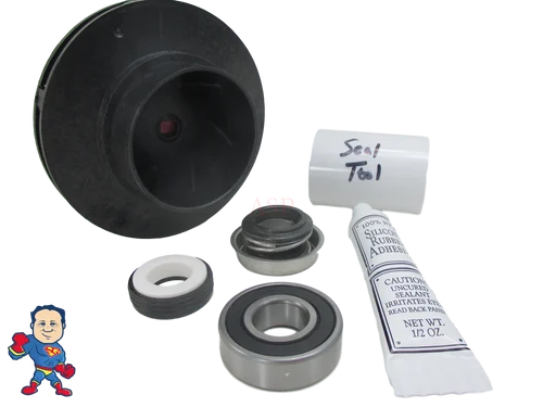 Waterway Executive 1HP Impeller Kit with 1000 Seal, Bearing & Silicone – 48/56 Frame Wet End Repair