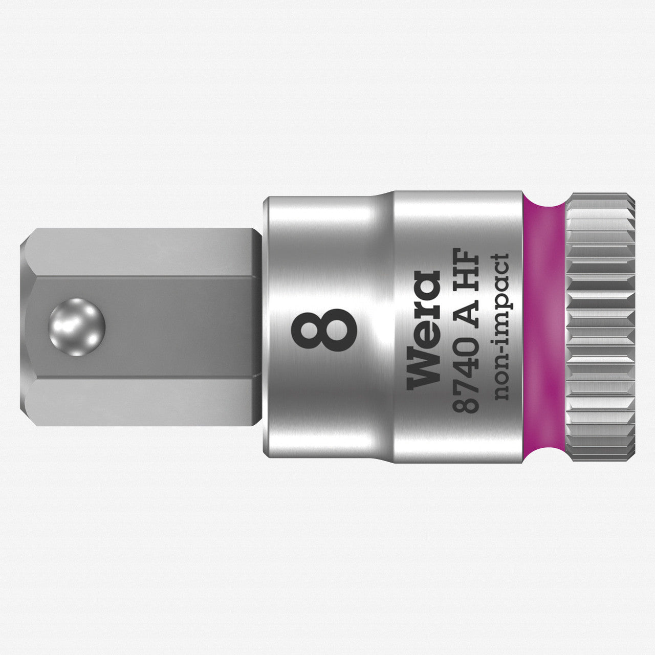 Wera 003339 8740 A Zyklop Bit Socket with 1/4" Drive with Holding Function , 8.0 x 28 mm