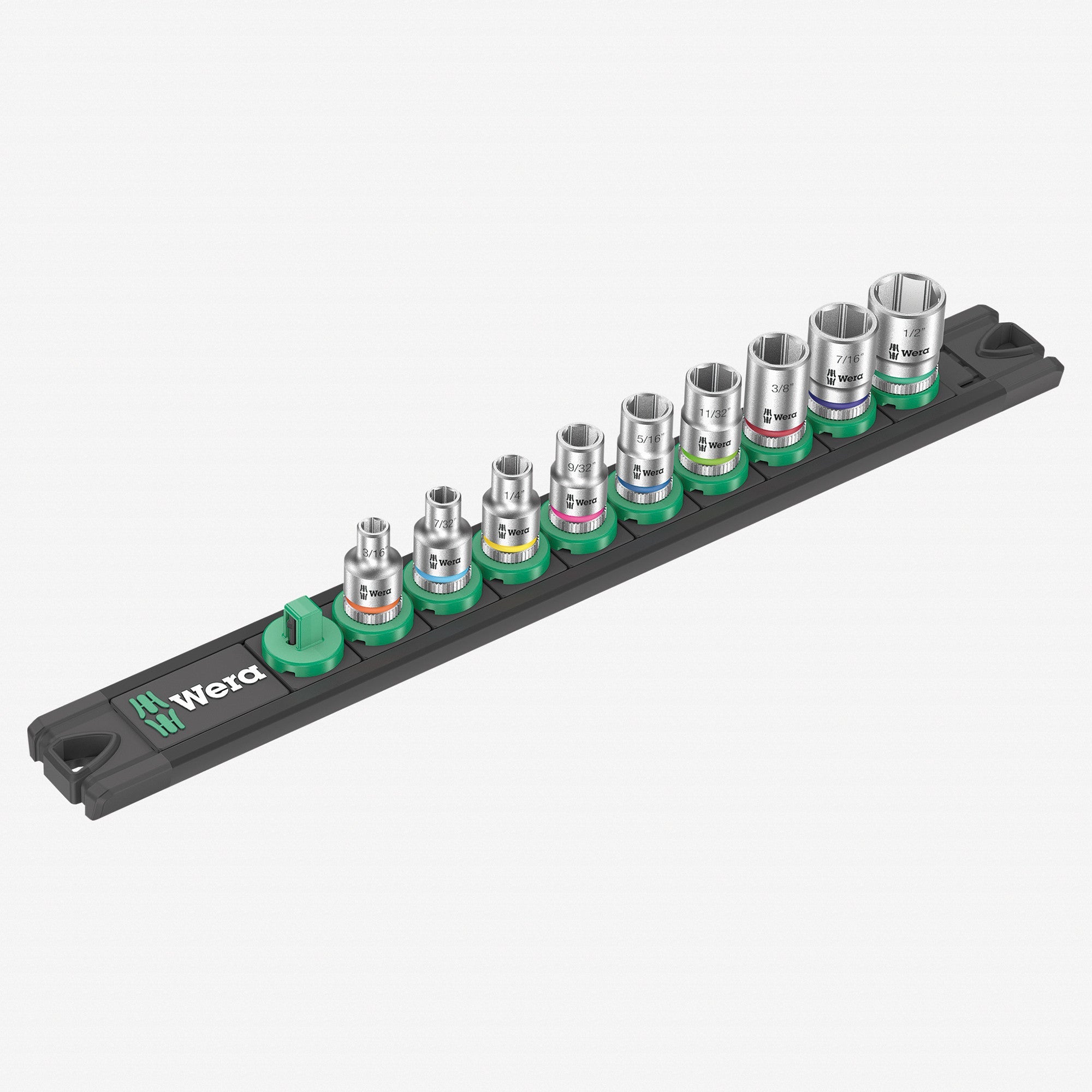 Wera 005420 SAE 1/4" Drive Zyklop Socket Set with Magnetic Holder, 9 Pieces