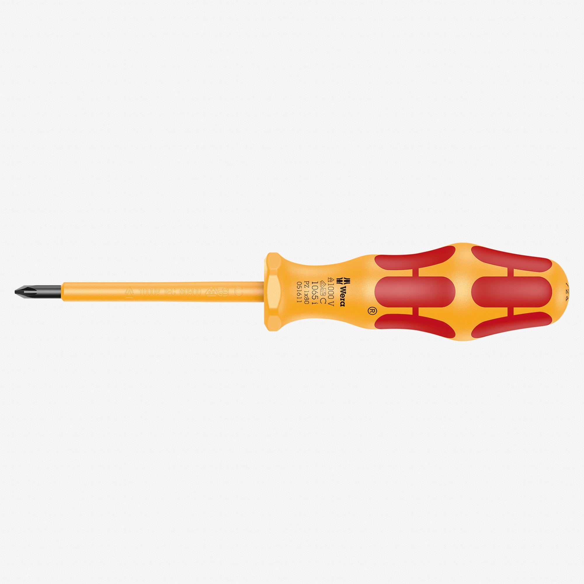 Wera 051611 Kraftform VDE Pozidriv Screwdriver, #1 x 80mm