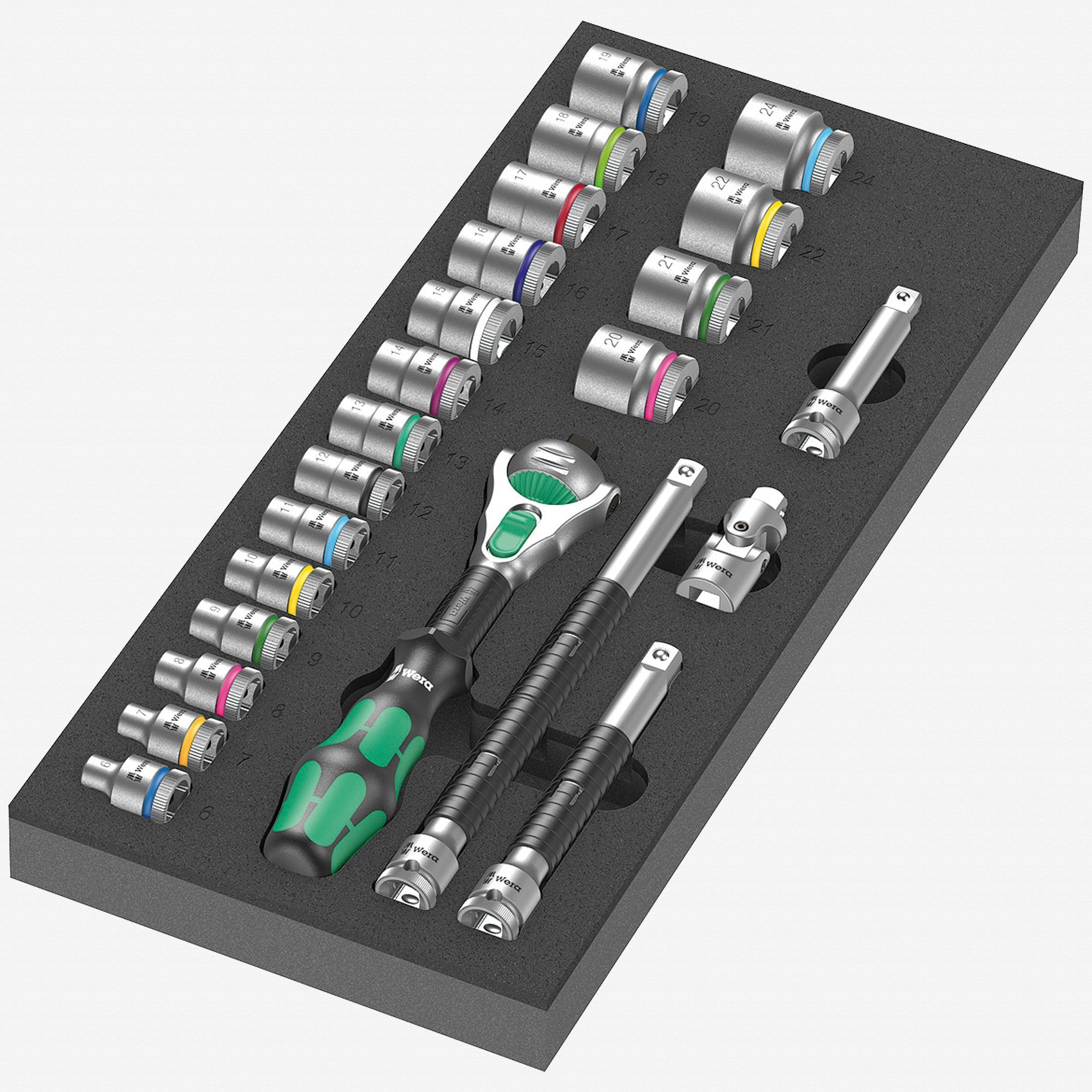 Wera 150111 Foam Insert 8000 B Zyklop 3/8" Ratchet Set 1, 23 Pieces