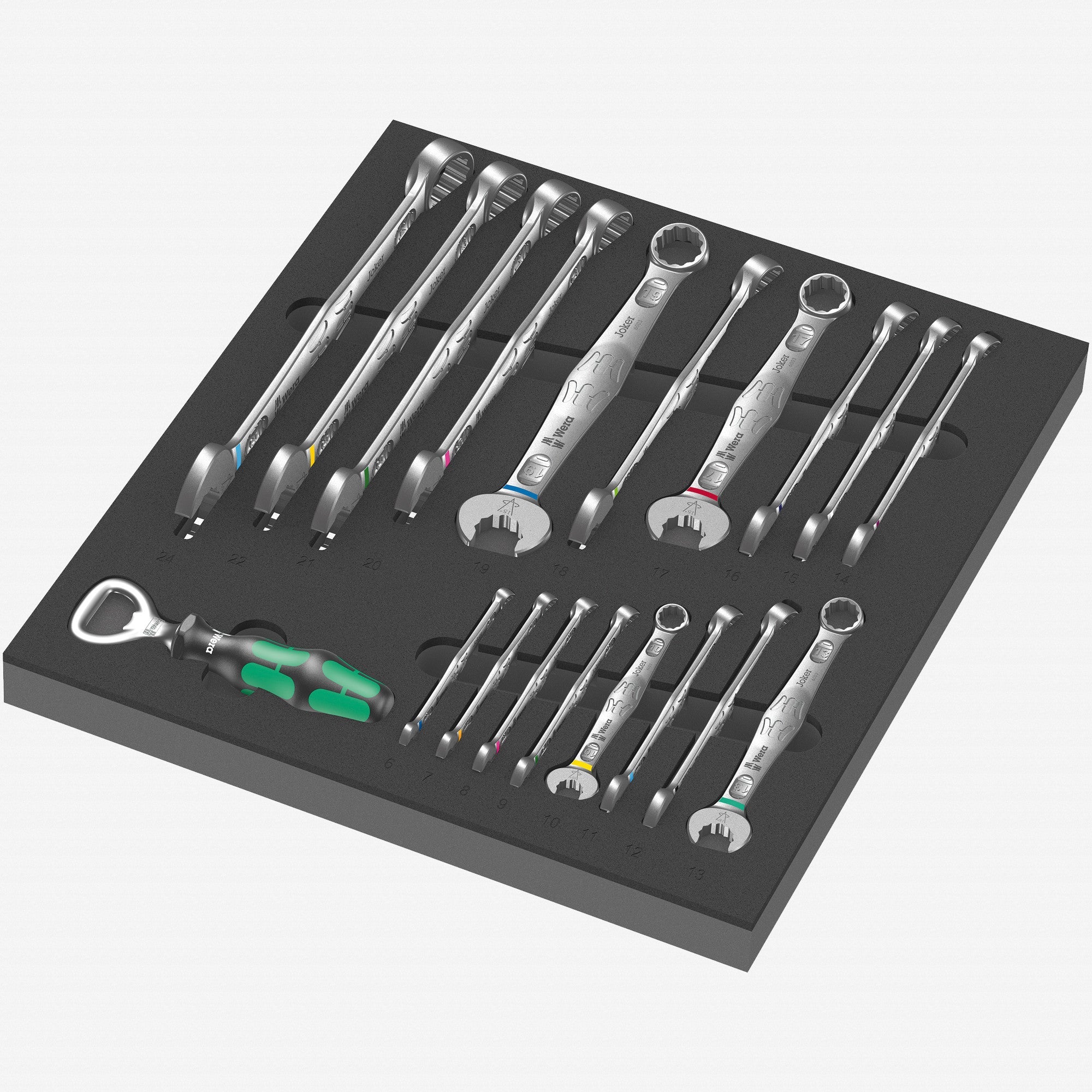 Wera 150121 Foam Insert 6003 Joker Combination Wrench Set 1, 18 Pieces