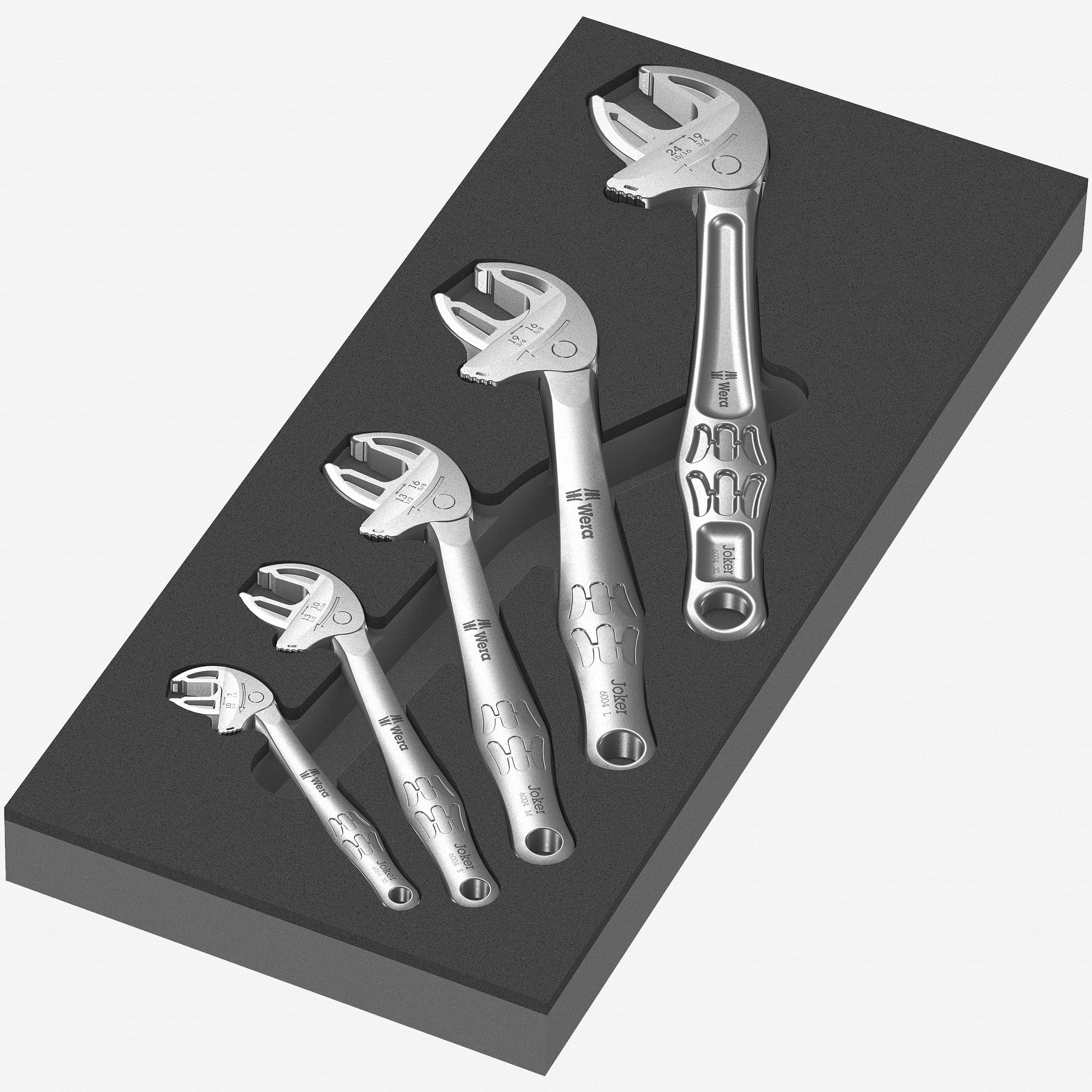 Wera 150122 Foam Insert 6004 Self-Setting Joker Wrench Set 1, 5 Pieces